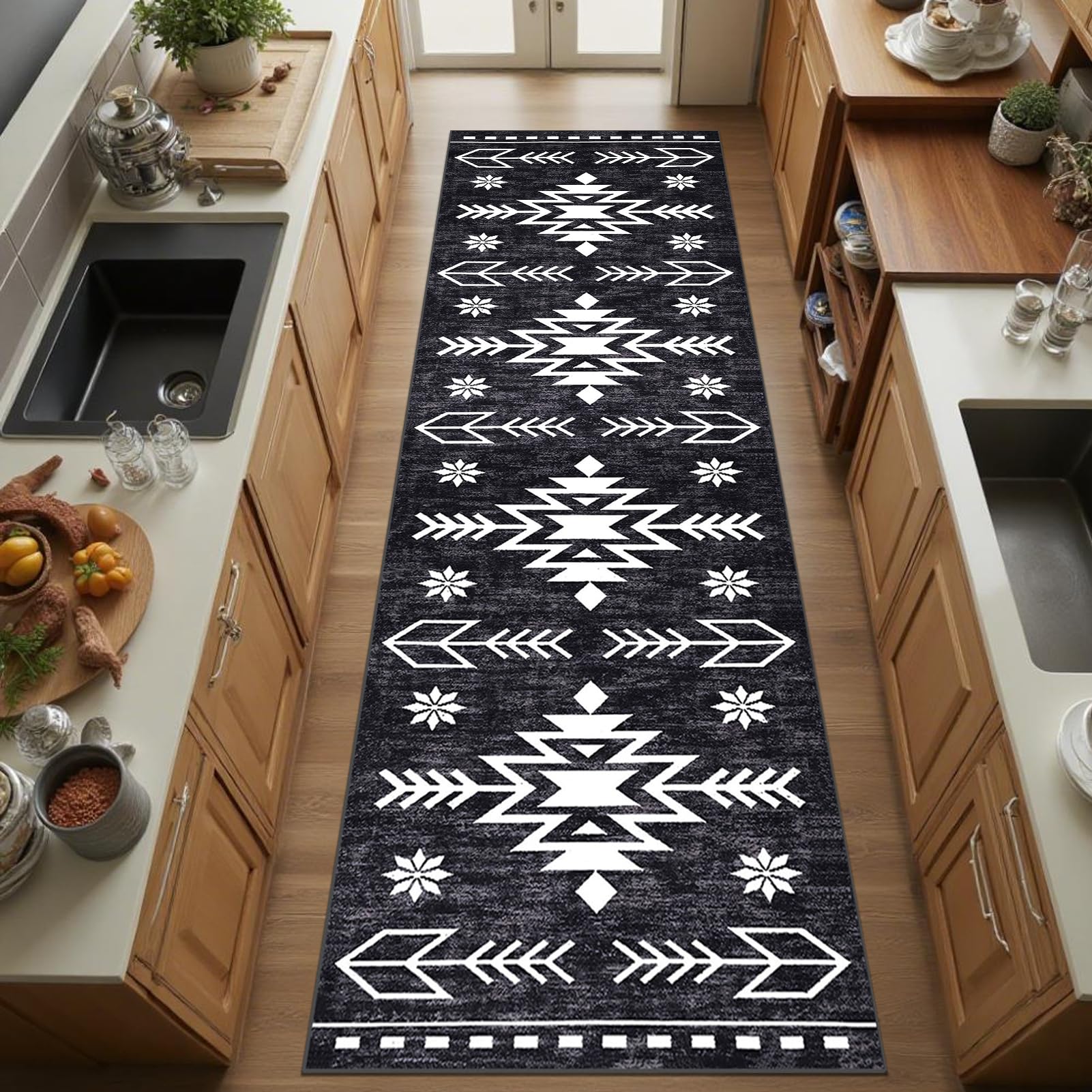 EWQSDFV Hallway Runner Rug 65 x 160 cm Low Pile Kitchen Runner Area Rug Non-slip Washable Hallway Carpet Runner Narrow Rugs Absorbent Mat for Entrance Corridor Bedroom Laundry Living Room offices