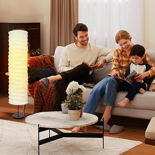 Miniatura 2 de Pantalla de lámpara de papel, pantalla de lámpara de pie, pantalla de papel de arroz, 37.4 x 8.66 pulgadas, repuesto para sala de estar, hogar,