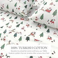 Vista 96 de Great Bay Home Christmas Flannel Sheet Set Full Size - 100% Turkish Cotton, Double-Brushed, Winter Bed Sheets - Ultra-Soft, Cozy, 4-Piece Holiday