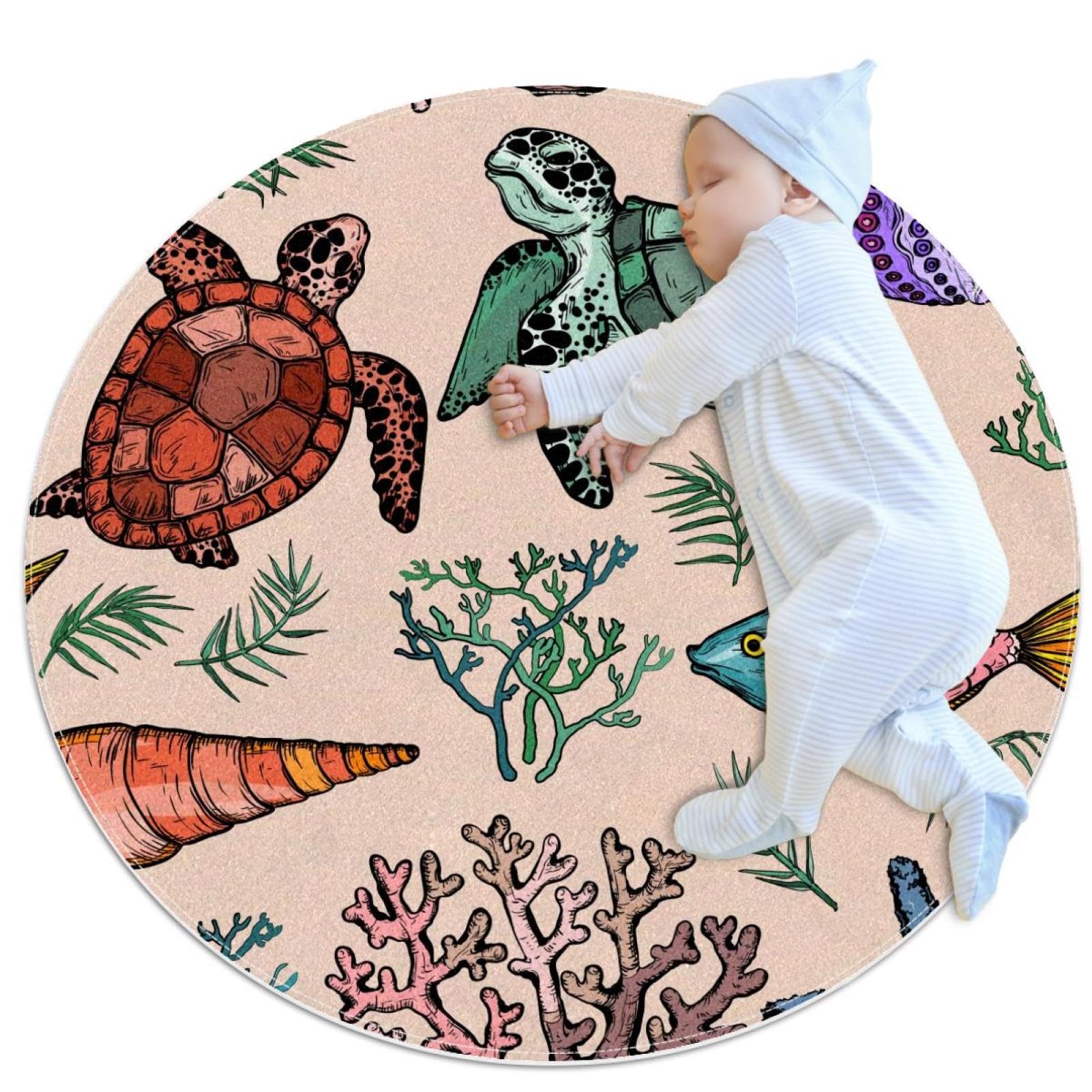 Tapis de salle de bain poisson et tortue pour sol glissant de chambre