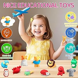 URSKYTOUS 121Pcs Animal Erasers Desk Pets for Kids Animal Pencil Erasers Bulk Puzzle Eraser Toys Gifts for Classroom Prizes,Game Reward,Treasure Box,Easter Egg Fillers,Goodie Bag Stuffer,Party Favors