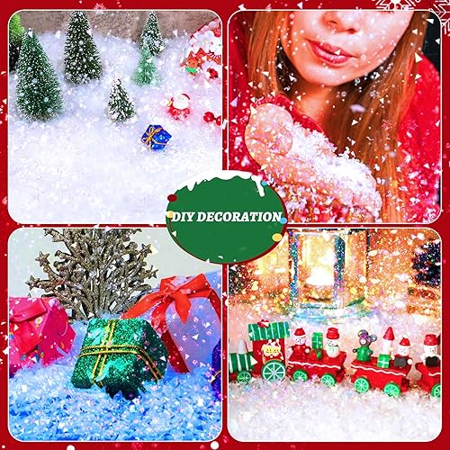 Miniatura 7 de RGQSUN 8.8 oz250 g de nieve artificial de Navidad parpadea, nieve artificial brillante para manualidades, relleno de polvo de nieve para decoración