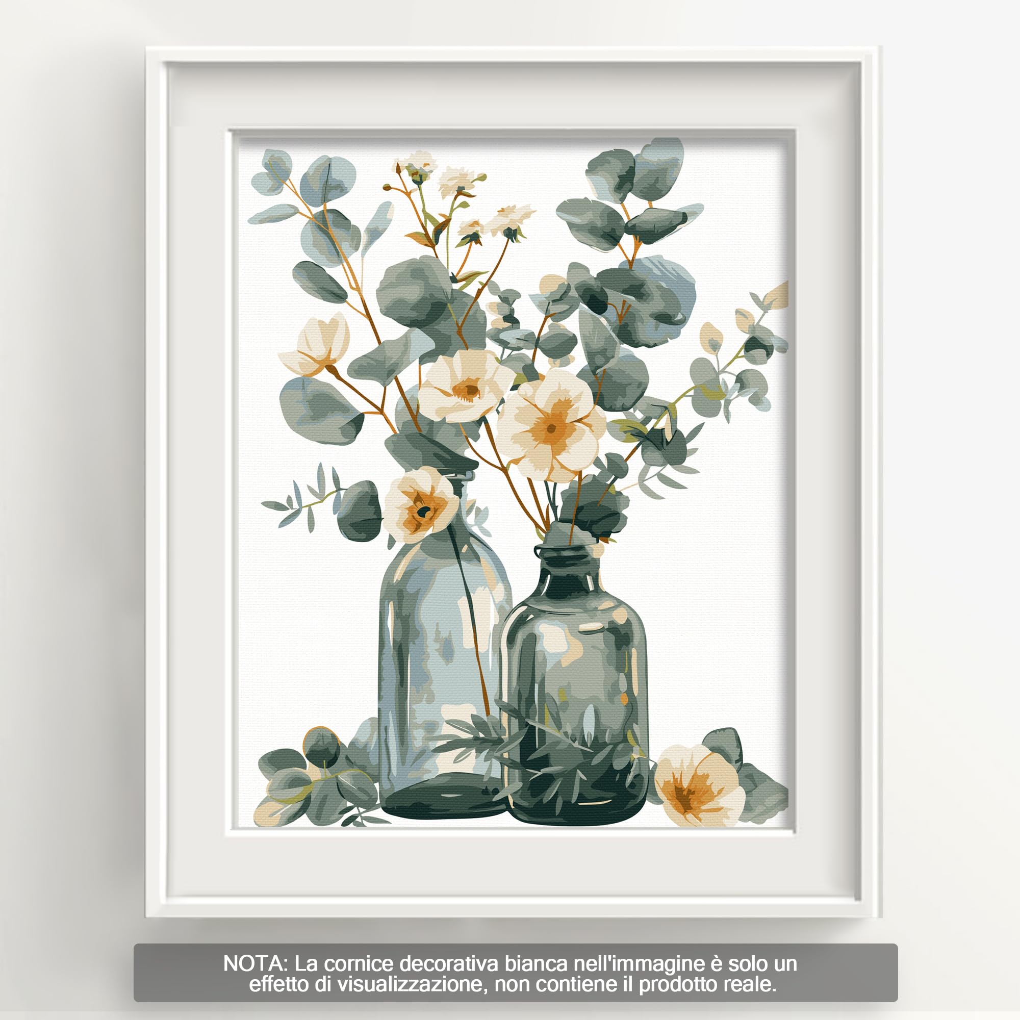 Bougimal Dipingere con i Numeri Adulti Paesaggi, Kit per dipingere con i Numeri con pennelli e pigmento Acrilico Regalo, Fiori 1, Con Telaio 28 * 35 cm
