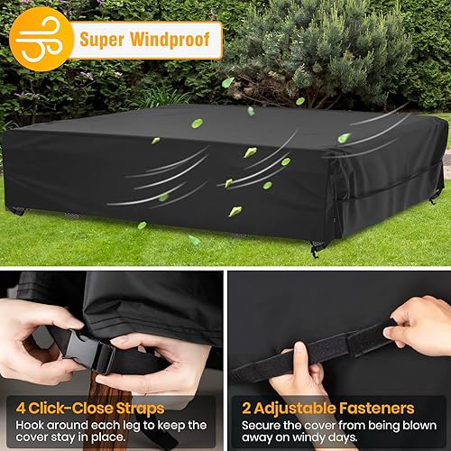 Miniatura 4 de elway - Juego de fundas impermeables para muebles de patio, para exteriores, tamaño grande de 126 pulgadas de largo x 126 pulgadas de ancho x 28