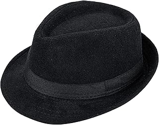 Kids Classic Trilby Fedora Hat Short Brim Boys Gangster Fedora Hat for 3-6 Years