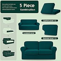 Vista 244 de CHUN YI - Funda elástica para sofá (7 piezas), funda para sofá de 3 plazas con tres respaldos y cojines separados con banda elástica, tela jacquard