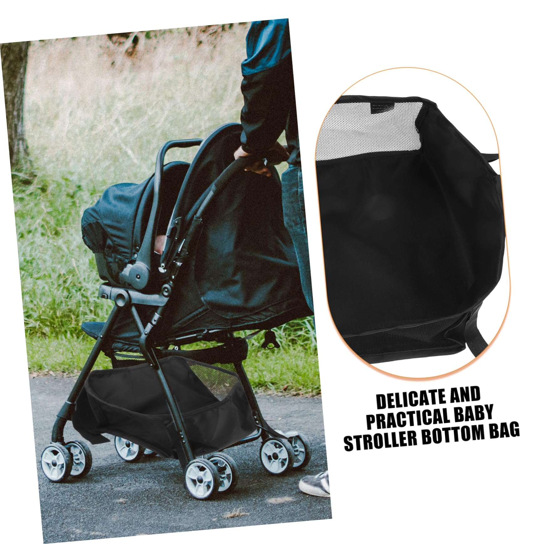 Panier Inférieur de Poussette pour -nés, Rangement Oxford Noir