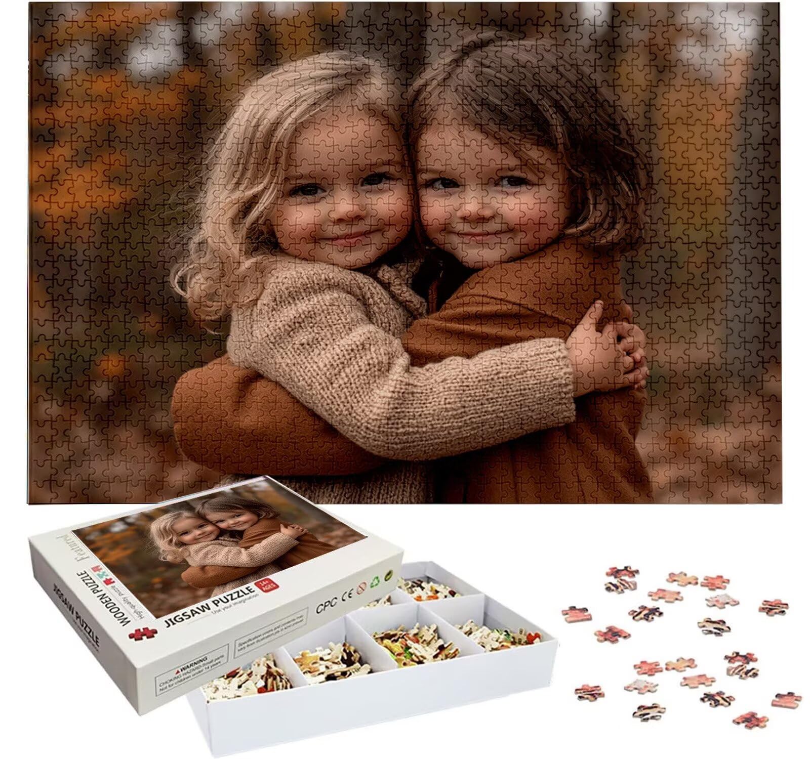 Puzzle Personalizado con Foto, Personalizada Rompecabezas Personalizado Diseña tu Logo Foto o Texto, Personalizado Navidad Halloween San Valentín Parejas Niños Familia Amigos h-4077