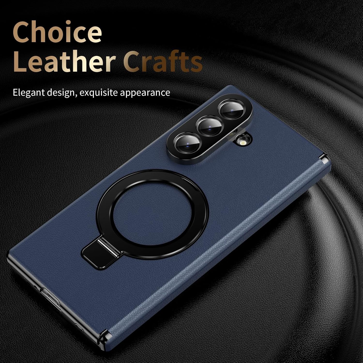 Compatible with Magsafe Case for Samsung Galaxy Z Fold 7 6 5 4 3 5G,Magnetic Kickstand Bracket, Hing Protection Heavy Duty Shockproof Matte Cases Cover (Z Fold 7,Blue)