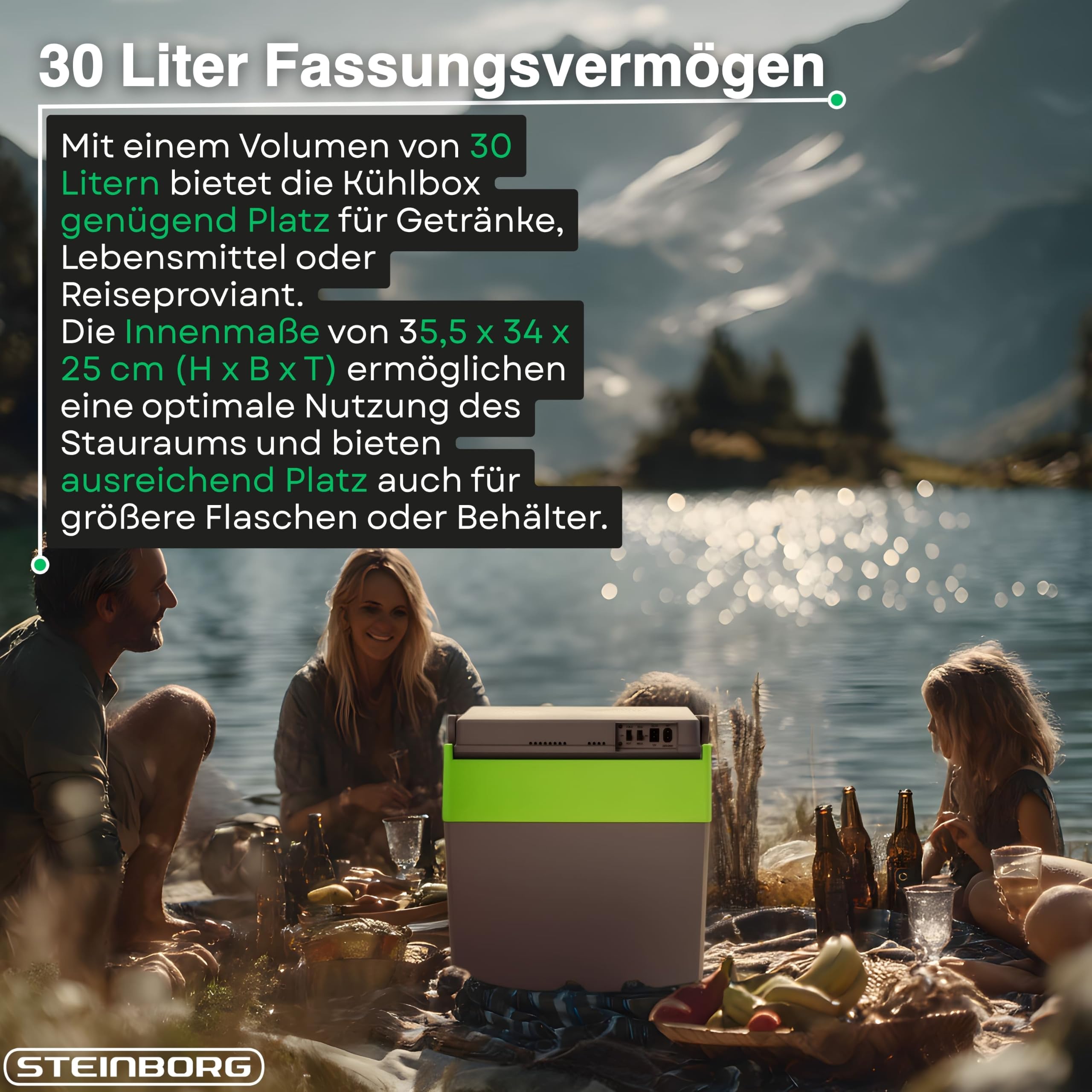 30 Liter 2in1 Kühlbox | Elektrische Kühlbox | Kühltasche | Isoliertasche | Thermobox | Warmhaltebox | Auto | Camping | Thermal Kühlbox
