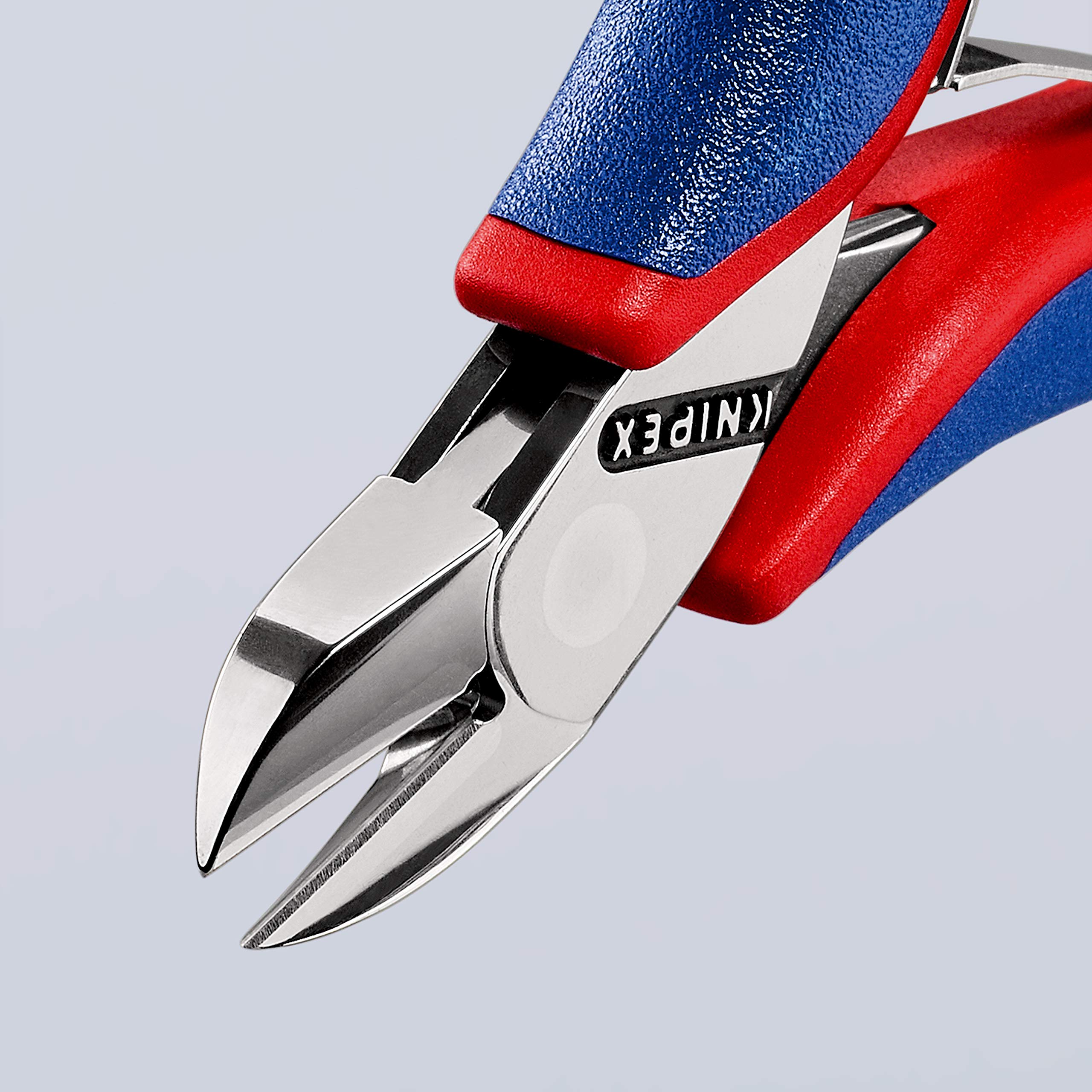 KNIPEX Elektronik-Seitenschneider mit durchgestecktem Gelenk auf SB-Karte mit Mehrkomponenten-Hüllen 115 mm, 77 02 115 SB