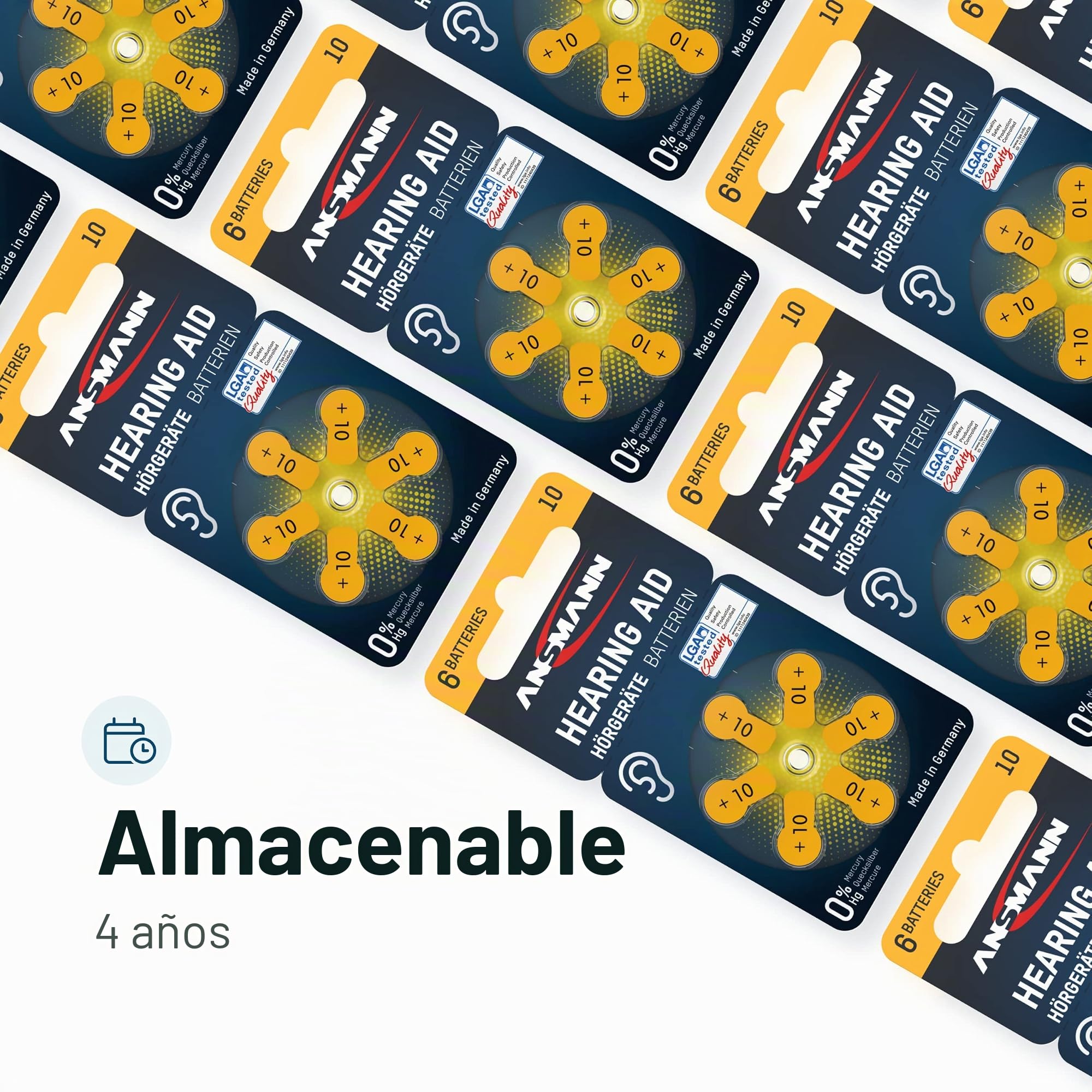 ANSMANN Pilas para audífonos Tipo 10 Amarillo PR70 P10 ZL4, 120 Unidades, Fabricadas en Alemania, Paquete de Ahorro, Pilas para audífonos y audífonos, fácil de agarrar | Pack ahorro para audífonos, compatible con A10, DA10 y 10AE, sin mercurio, fabricado