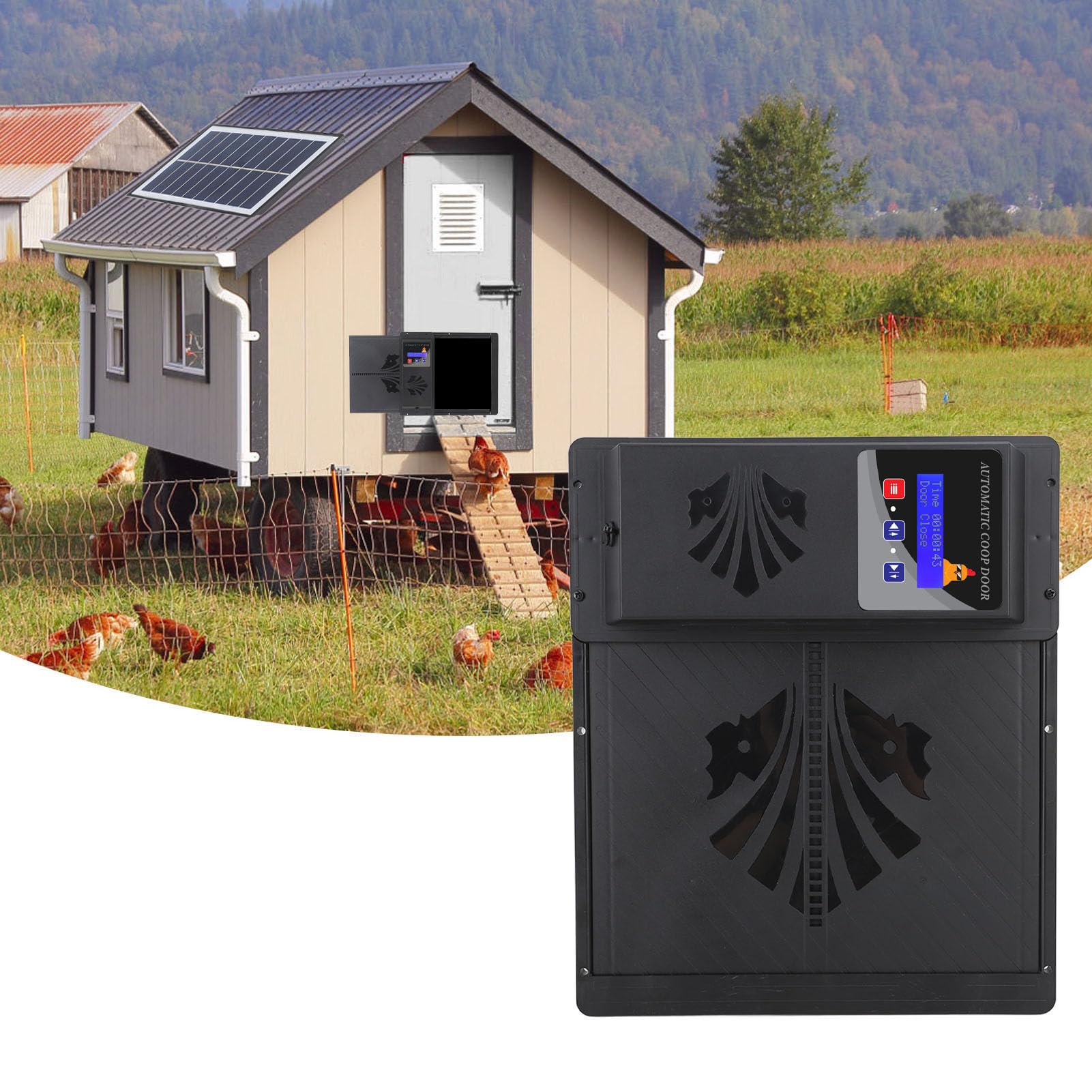 Porte Automatique USB pour Poulailler avec Minuterie LED, Programmable, Noir, pour Sécurité des Poulets et Canards