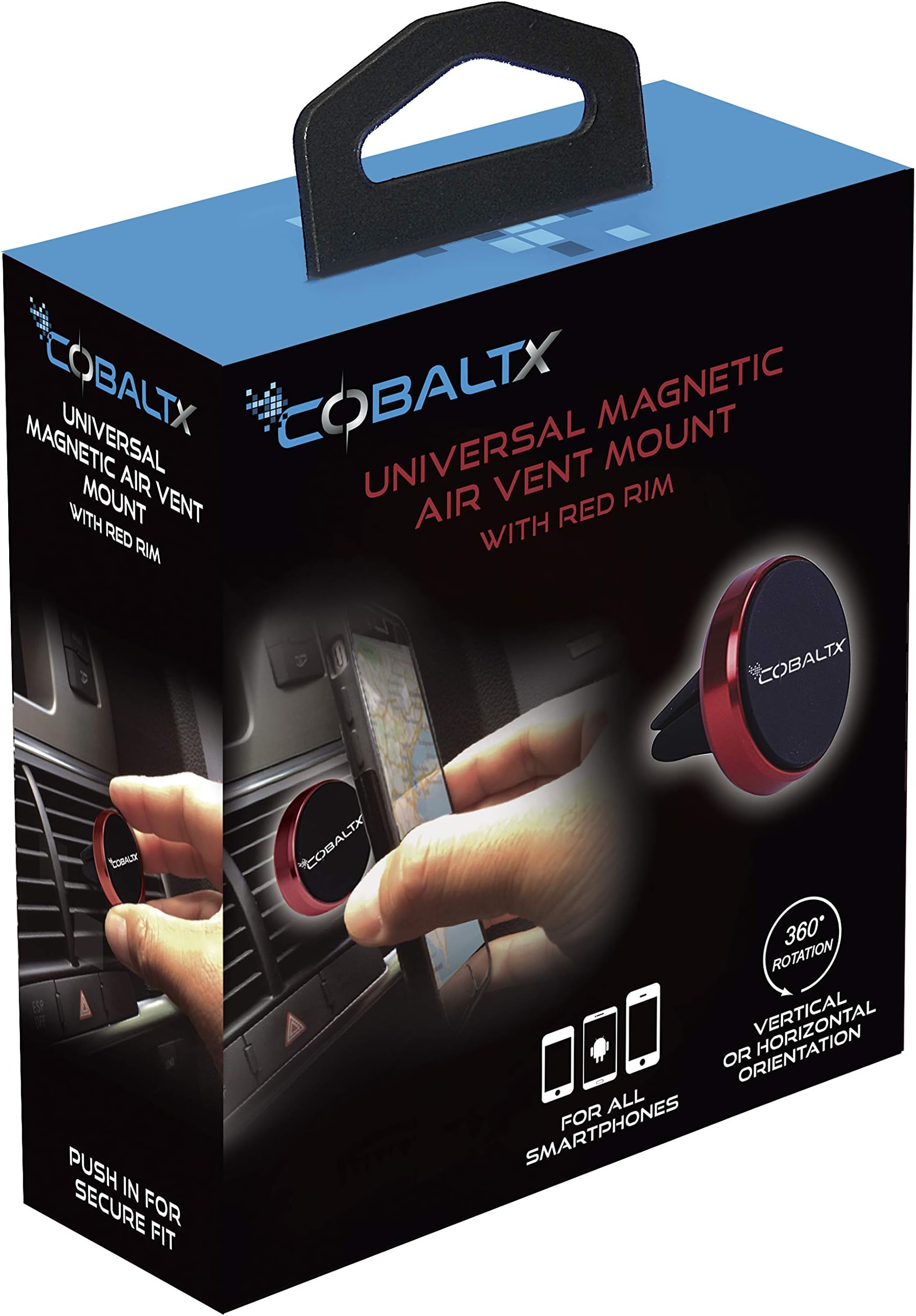 COBALTX Universal Magnetic Air Vent Mount Ultra-Compact Compatible with iPhone X/10/8/7/6 S8/S7/S6 iOS/Android Smartphone Universal Car Mobile Phone Mount Snap Technology (RED)