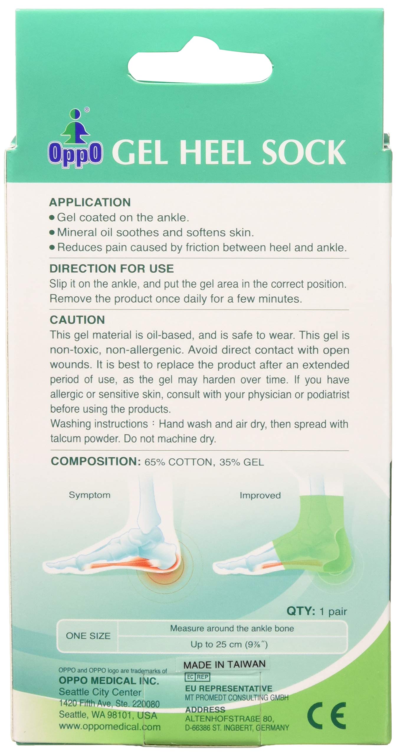 Oppo Gel Heel Socks [6790] 1 Pair (Pack of 3)