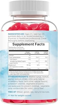 Kids Magnesium Gummies for Age 2+, 120 Count | Sugar Free Strawberry Flavor | Calm Magnesium Citrate Gummies for Sleep, Relaxation, Muscle, Bones, Mood Support* | Non-GMO, Gluten Free
