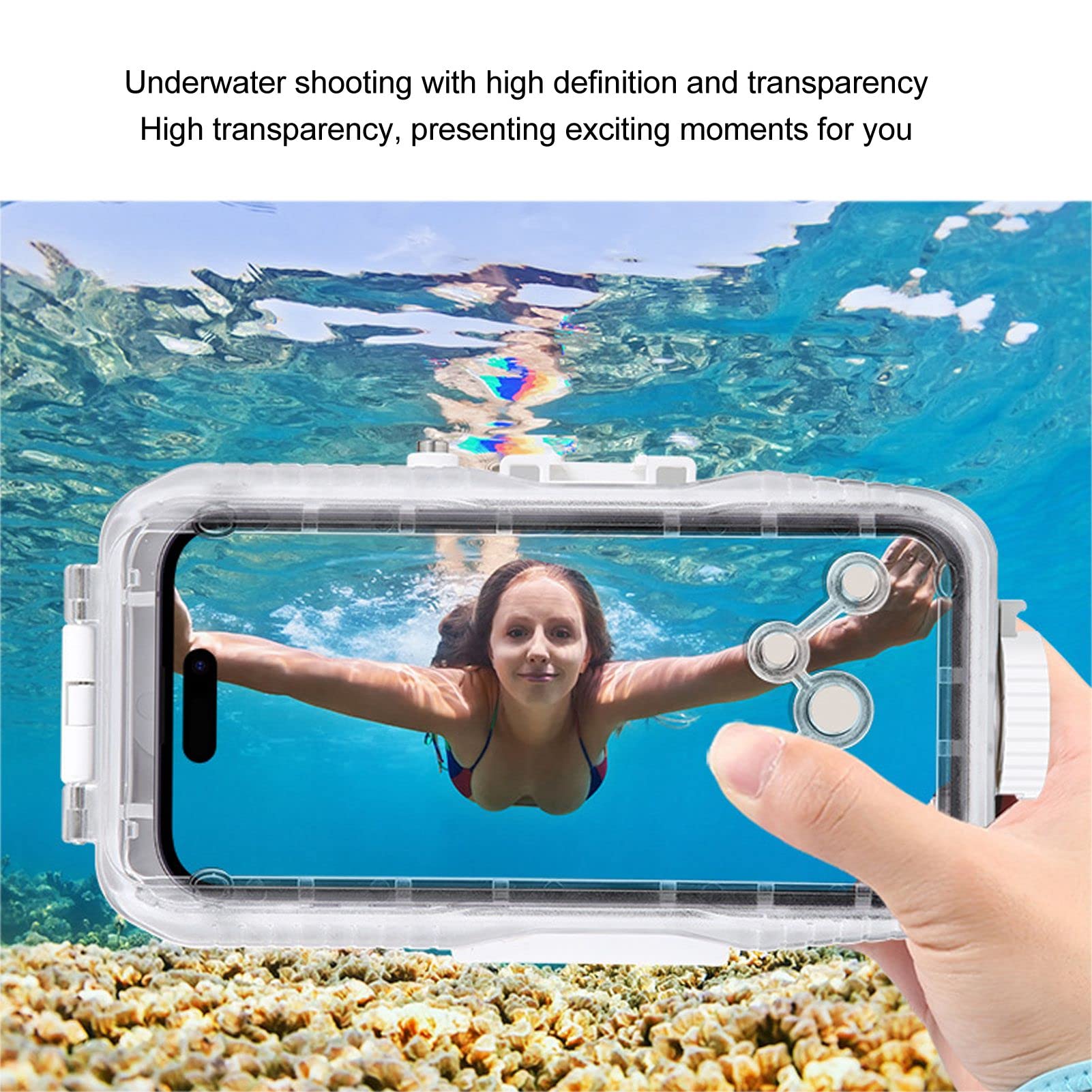 XHTLLO Waterproof Diving Case for 14/13/12 Pro, 40m/130ft Depth, Clear Photos Videos