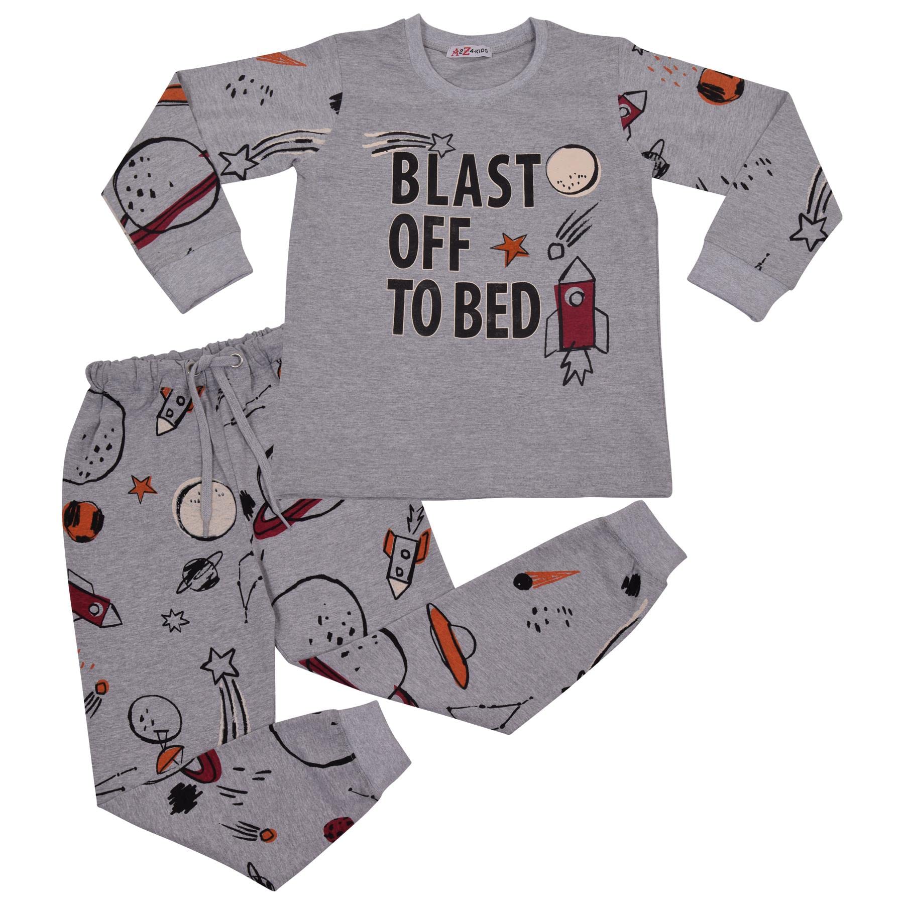 A2z 4 Kids Boys Grey Kids Rocket Spaceship Blast Off - Pjs 157 ._3-4