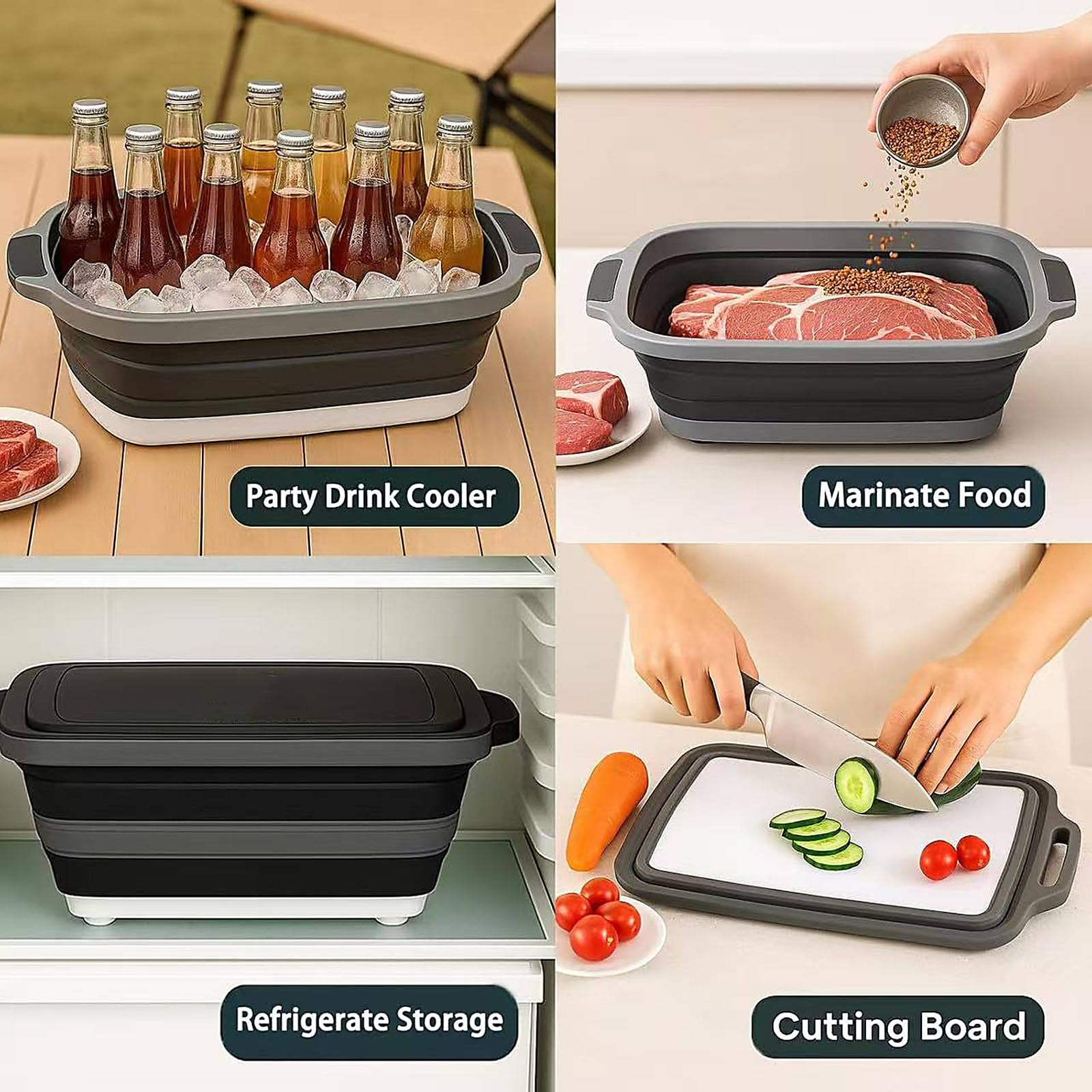 Cesta de lavado compacta con sección de corte incluida y bordes flexibles para un fácil almacenamiento en dormitorios de campistas y áreas limitadas con tapa de bloqueo