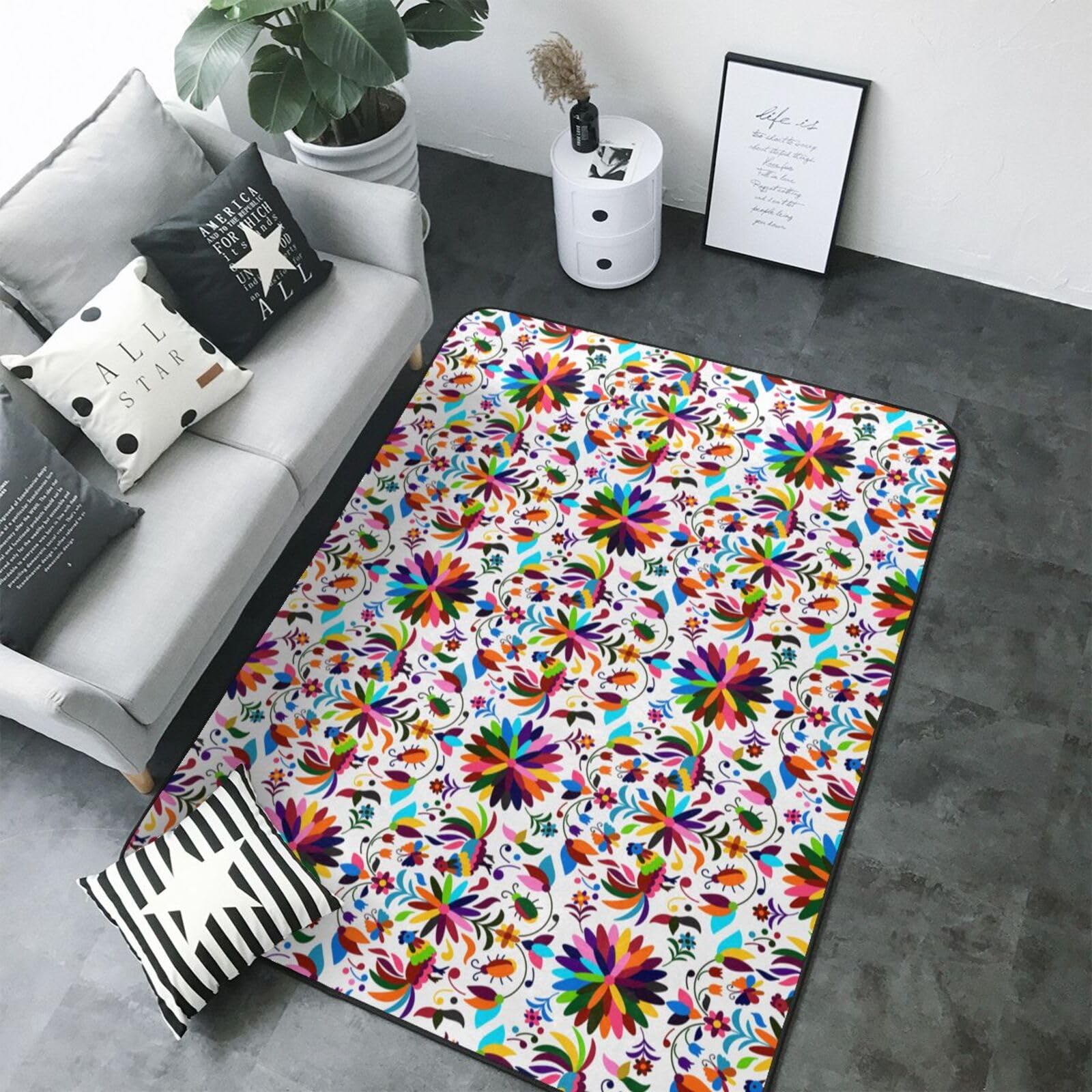 Tapis mexicain intérieur doux pour décoration chambre et grand salon