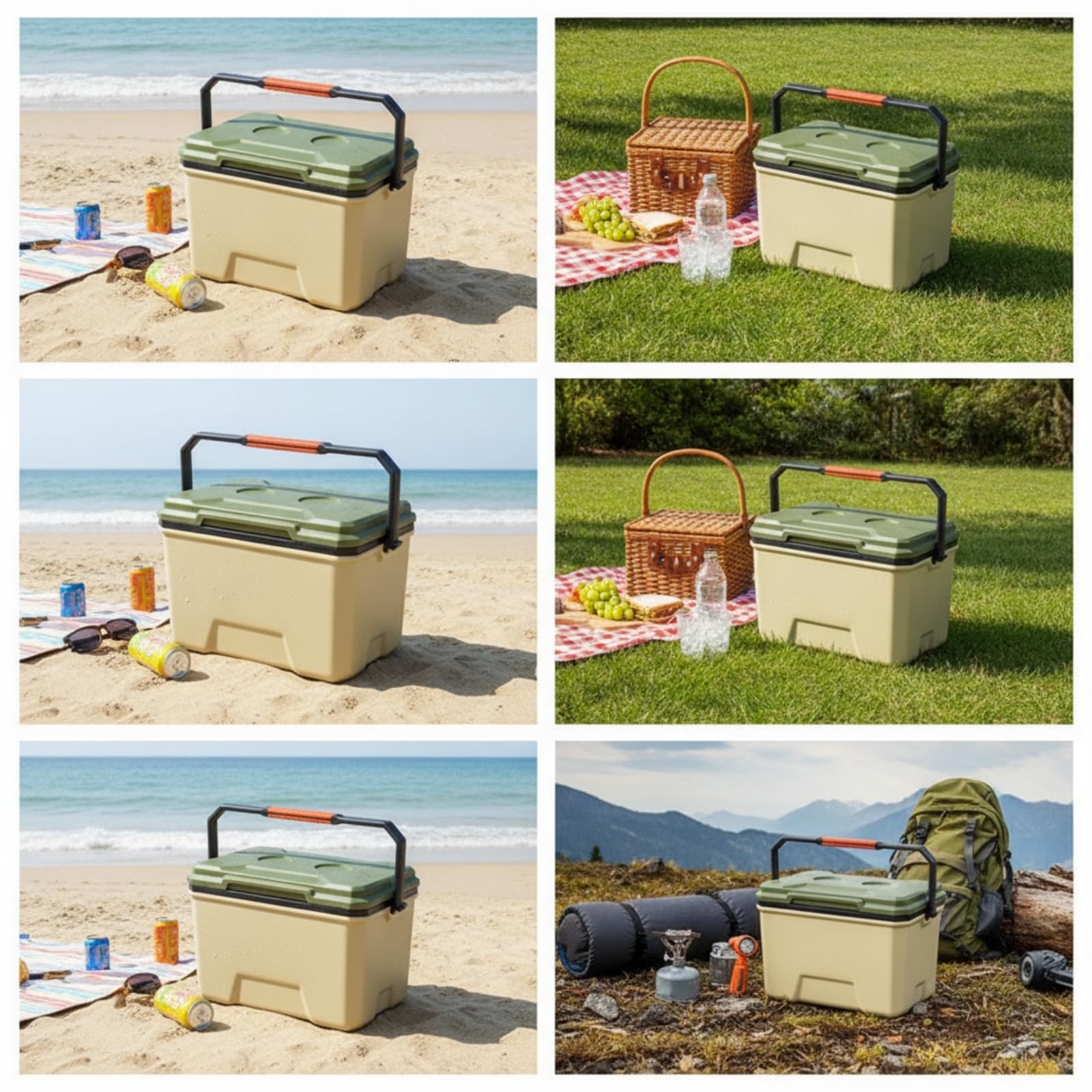 Kühlbox mit Tragegriff tragbar Isolierbox mit Becherhaltern isoliert Kühlbox Deckel für Wohnmobilbesitzer, Outdoor-Begeisterte, Camping, Picknick