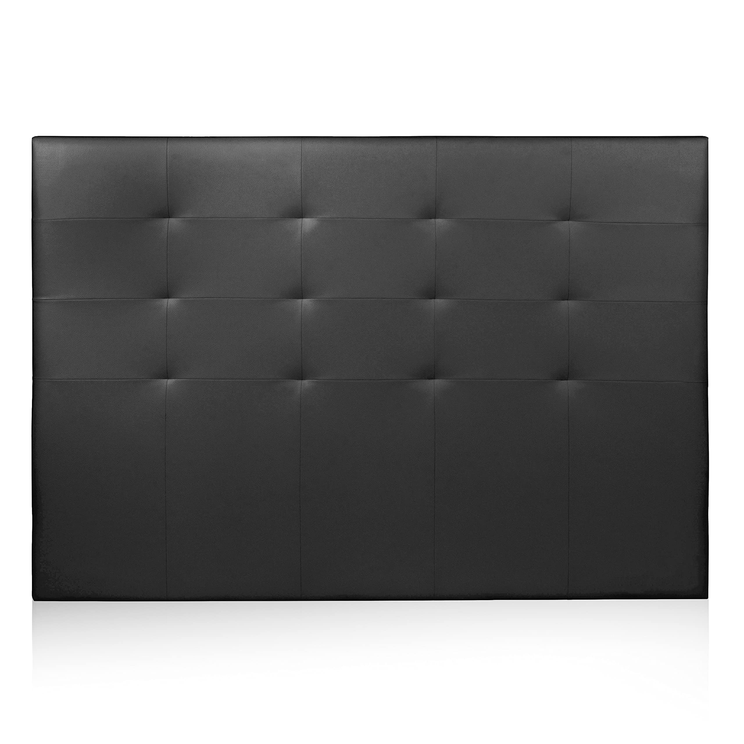duehome | Cabezal para Cama de Matrimonio, Cabecero para Cama Doble, Acabado en Símil Piel, Color Negro, Modelo Delion, Medidas: 140 cm (Ancho) x 110 cm (Alto) x 8 cm (Fondo)