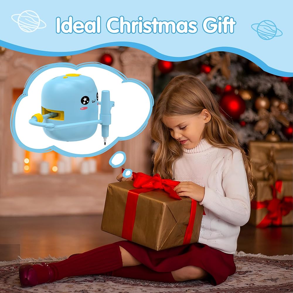 Drawing Robot for Kids, Interactive Educational Drawing Robot with Voice Interaction, Montessori Drawing Learning Toy with 150 Word Cards & 16 Color Pens, Christmas Birthday Present for Kids 5 6 7 8 9
