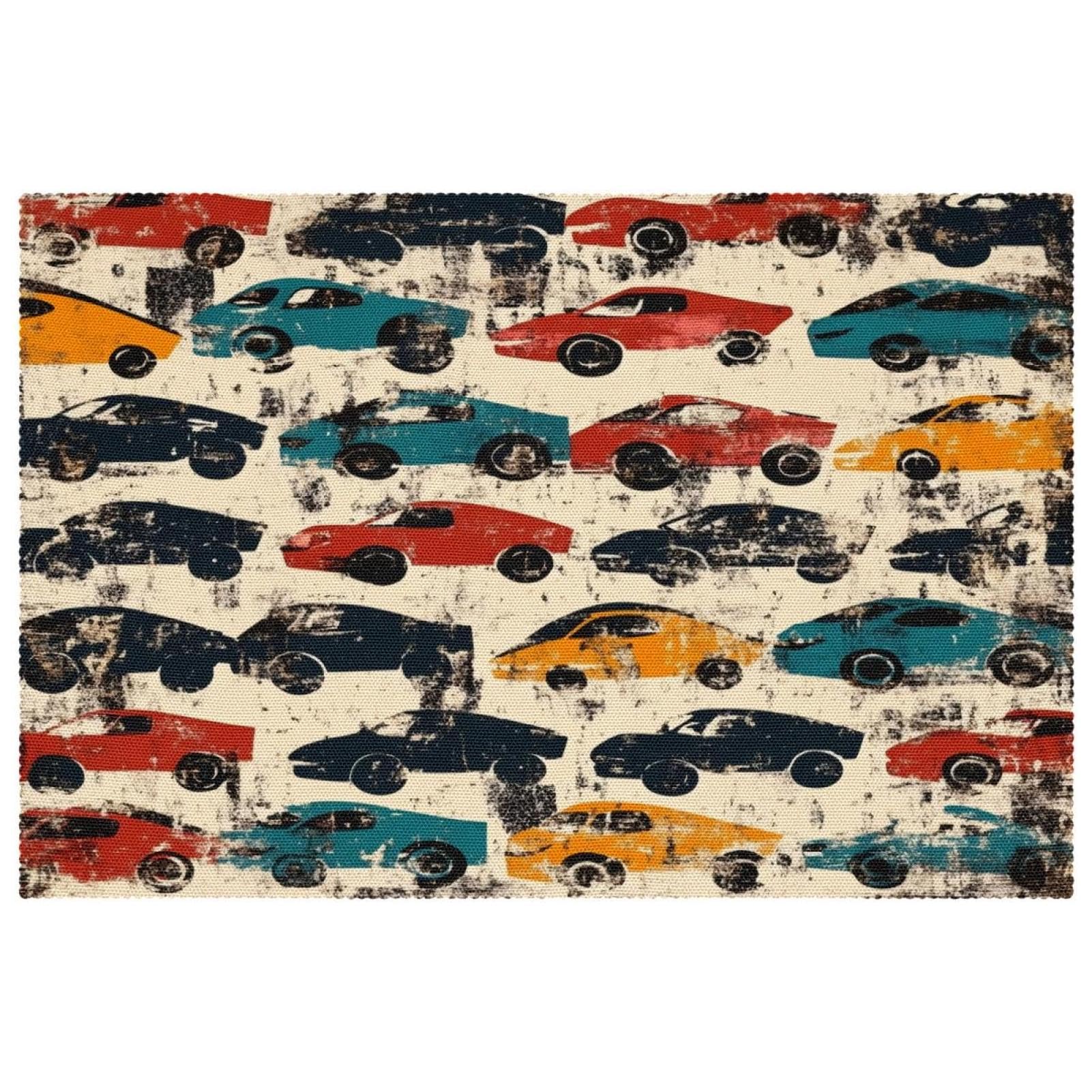 Set de table voiture de course grunge antidérapant grand format 30x45cm lot de 6