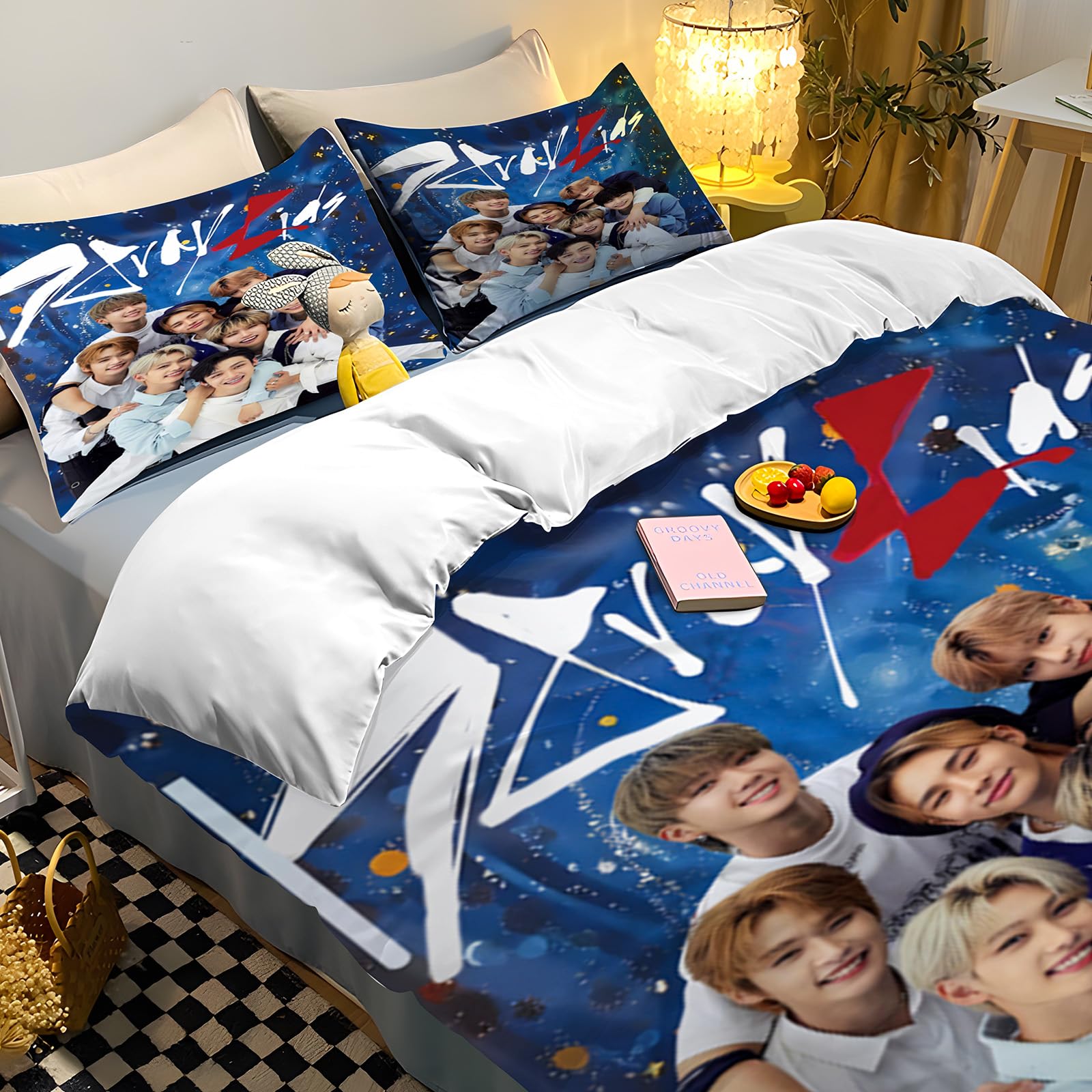 Set Lenzuolo Letto Singolo Strraykiid, Set Lenzuola Letto Singolo Strraykiid, Bed Sheets, Biancheria Da Letto 135x200 Cm, Contiene Federa 50 * 75 Cm, Piacevole e Morbida, Per fan Copripiumino