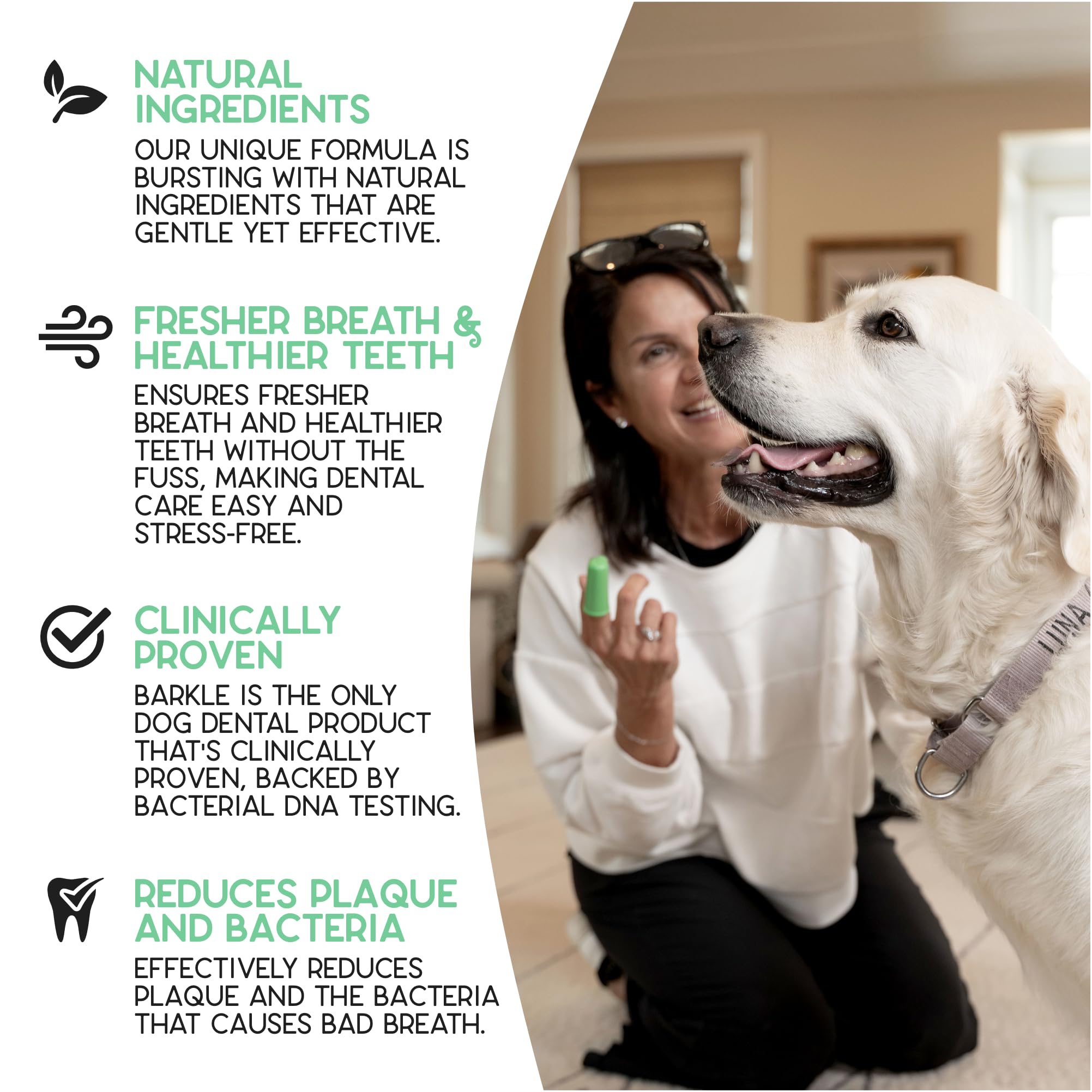 Barkle Gel de limpieza de dientes de perro, el mejor kit de cepillo de dientes para perros comprobado por veterinarios para eliminar la placa, el sarro y la placa