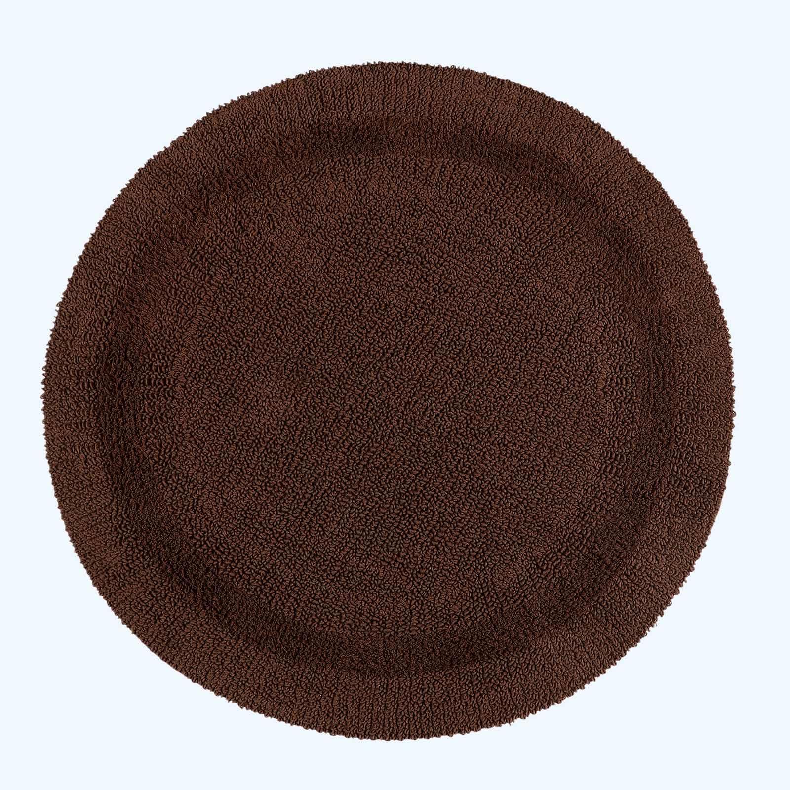 HOMESCAPES Round Bathroom Mat, Luxury 1600gsm Extra Soft 100% Cotton, Reversible Bath Mat Non-Slip, Washable, Super Absorbent, Quick-Dry, Chocolate Round Bathroom Rug, 80cm