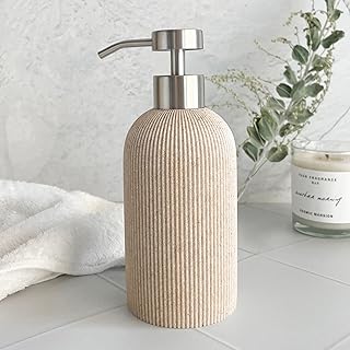 Lunestella Elegant Boho Beige Hand Soap Dispenser with Stainless Steel P...