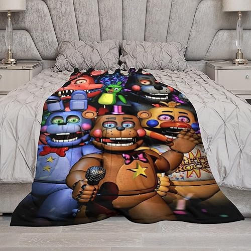 Manta de franela de Five Nights para niños y adultos, ropa de cama de felpa suave y cálida para decorar la habitación, 60 x 50 pulgadas