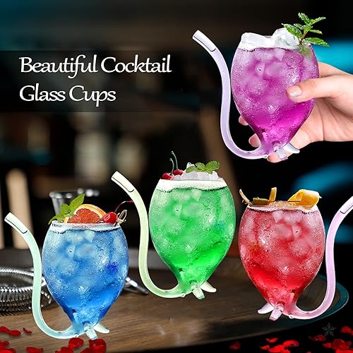 Miniatura 8 de INFTYLE Juego de regalo - Juego de 2 copas de vino de vampiro de 12 onzas con tubo para beber, pajilla, decantador de vidrio creativo, tazas para