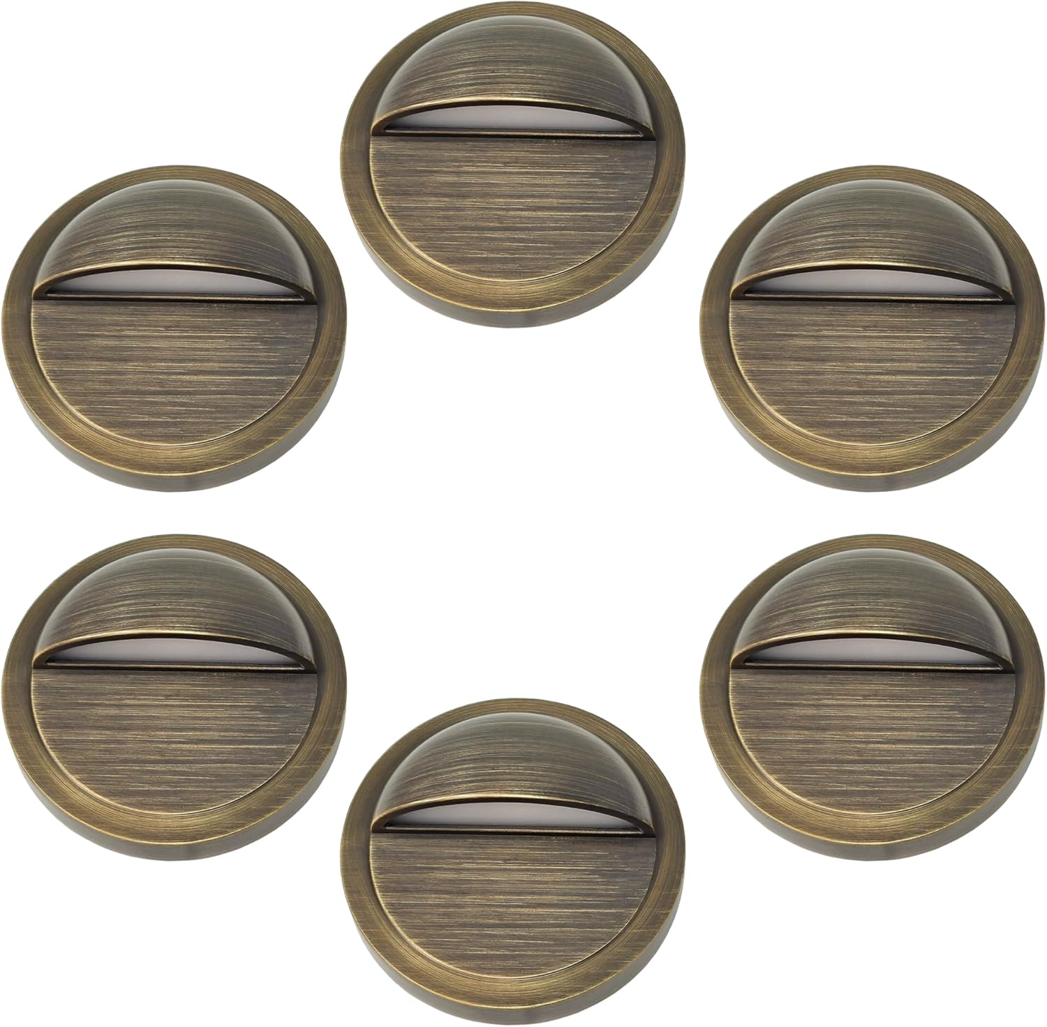 LUMENGY Dimmable Half Moon Deck Light for Low Voltage Landscape Lighting 4-Way Brightness 1w-4w, Solid Brass (6-Pack)