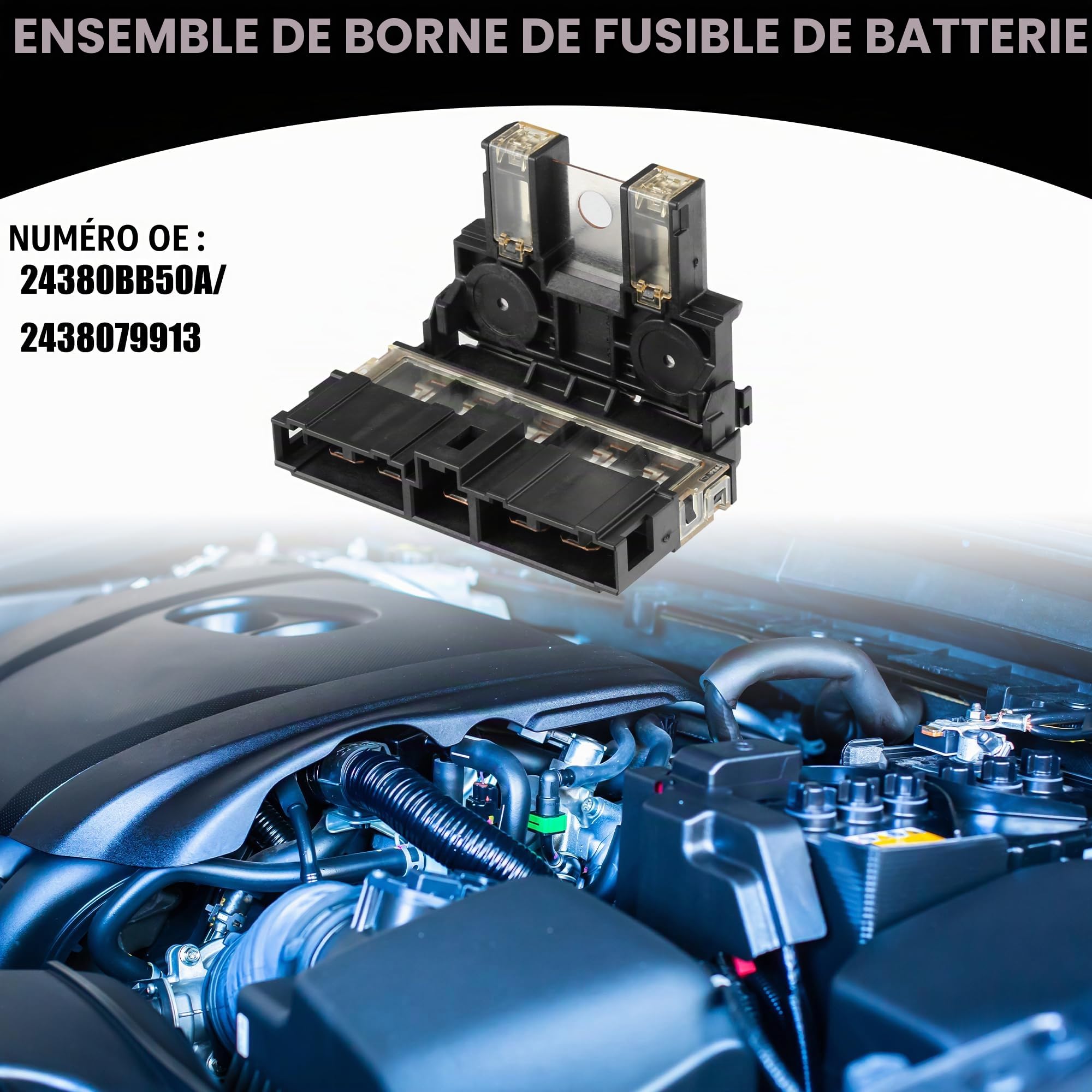 Assemblage Borne Fusible Batterie Pour Nissan G35-1 Pièce | Couleur Noir, Matériau Plastique/Métal, Taille 89.5X71X61mm, Pour Nissan FX35 FX45 NV200, OE 24380BB50A/2438079913