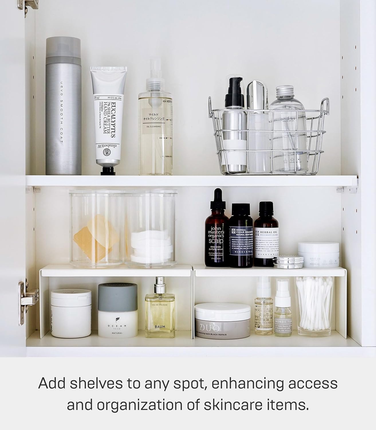 YAMAZAKI Home Tower Medicine Cabinet Vanity Storage Racks – Set of 2, Bathroom Mirror Organizer Risers - Steel -