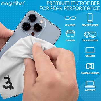 MagicFiber 34 PK Glasses Kit - 2 Eyeglass Cleaner Sprays + 32 Microfiber Cleaning Cloths - Premium Eye Glass Cleaners Spray and Glasses Wipes - Lint-Free Lens Microfiber Cleaning Cloth