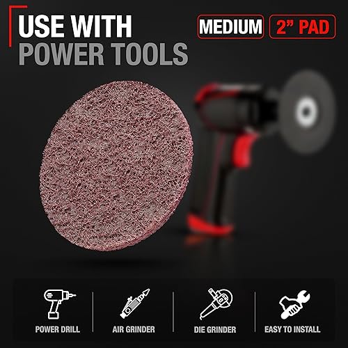 Miniatura 2 de Roloc Disco de lijado de superficie de disco SC-DR, tipo "R"  Paquete de 25 discos de molienda de 2 pulgadas removedor de óxido para metal