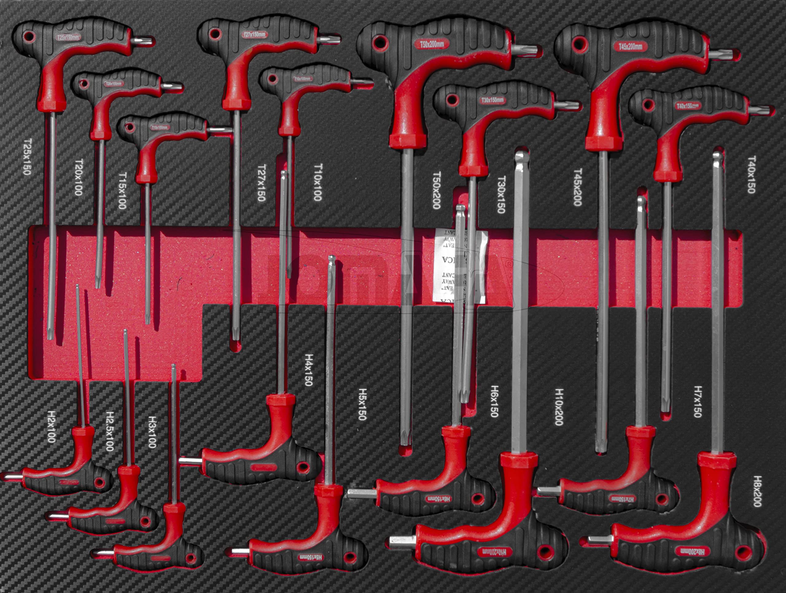 Carro de herramientas 7 cajones con puerta lateral, con herramientas 6 modulos EVA ROJO Y NEGRO