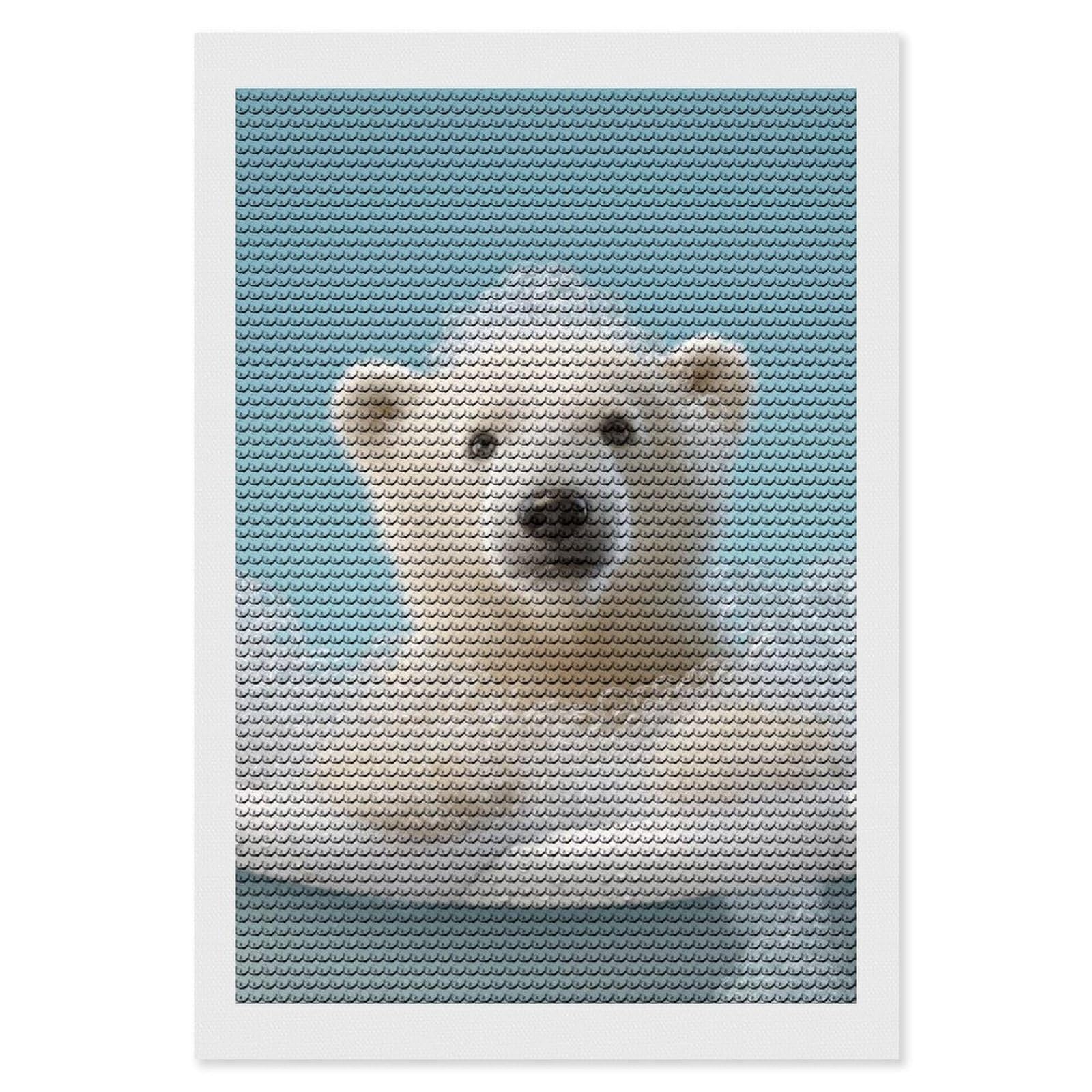 Junmoney Polar Bear Cub in Bubble Bath Diamond Painting Set 8"x12", Holiday Gift Idea, for Creative Relaxation, Fun Craft Experience, Vintage Style Decor