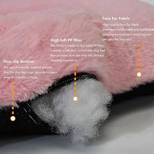 Miniatura 5 de Cama para cachorros de 24 x 17 pulgadas, color rosa, lavable para perros pequeños, cómoda y esponjosa, para uso en interiores y exteriores de 24
