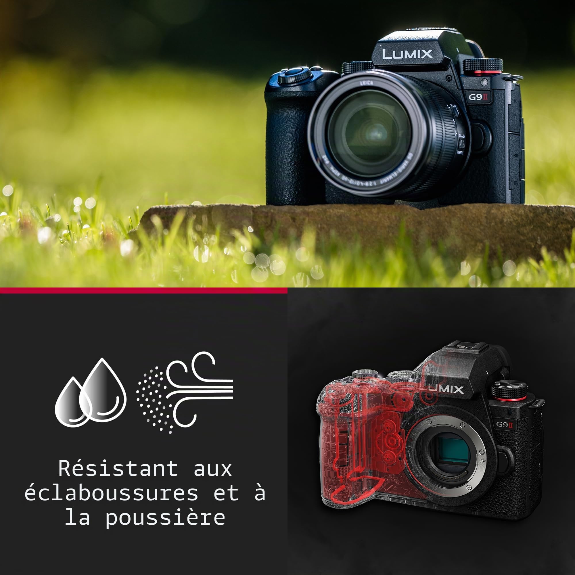 Panasonic Lumix G9M2 I Appareil Photo Hybride Expert (25MP, Autofocus Phase, Double Stab, Rafale 60ips AFC, Vidéo C4K illimité, ProRes 5.7K&All-Intra 800Mbps Via SSD, Tropicalisé) Version Française