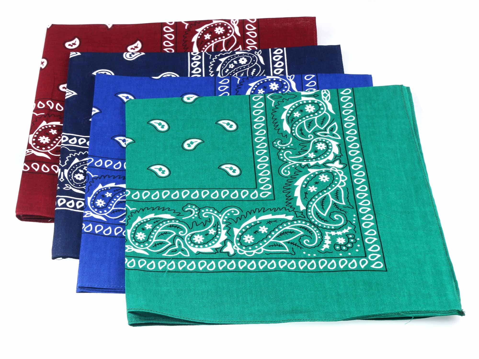 Js Homewares Unisex Red Blue Green Set Of 4 Paisley Pattern Giant 22 Inch 56Cm Hankie Bandanas Handkerchief