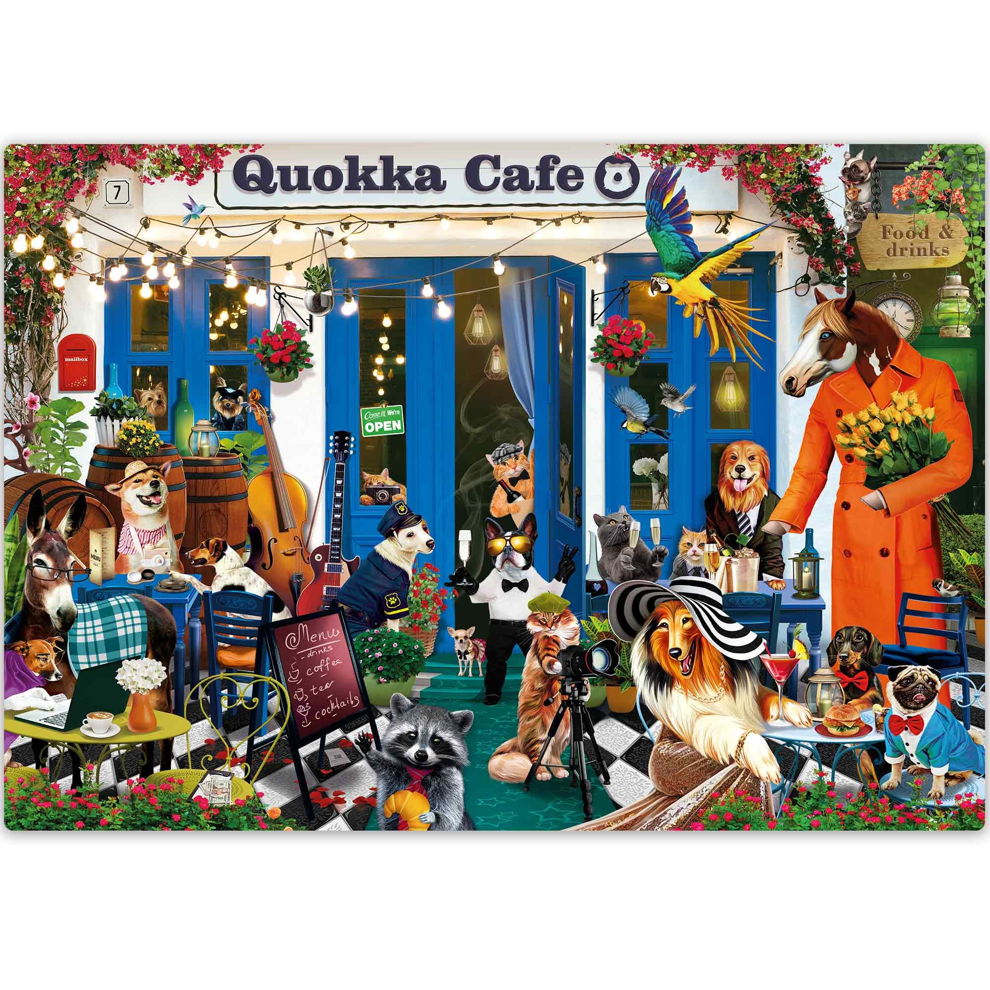 QUOKKA Puzzle For Adults – 500 Piece Cafe Themed Jigsaw Puzzle, Original Collage Artwork Hand Finished By Artist, Unique Cut Strong Grip Pieces, Matte Finish, FSC Recyclable — image 1