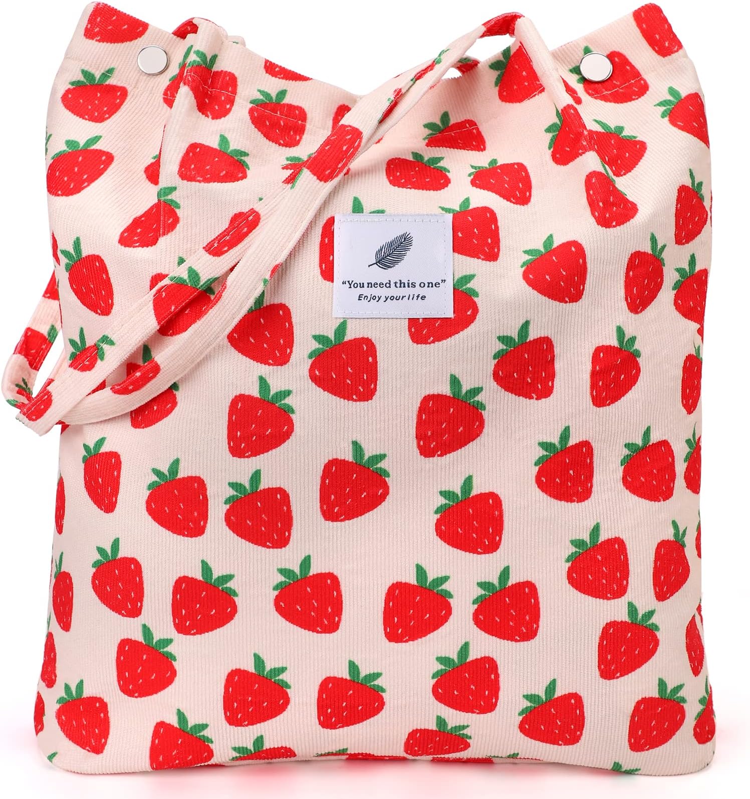 LHMTQVK Corduroy Tote Bags for Women, Large Capacity Tote Purse Reusable Grocery Shoulder Bag with Inner Pockets