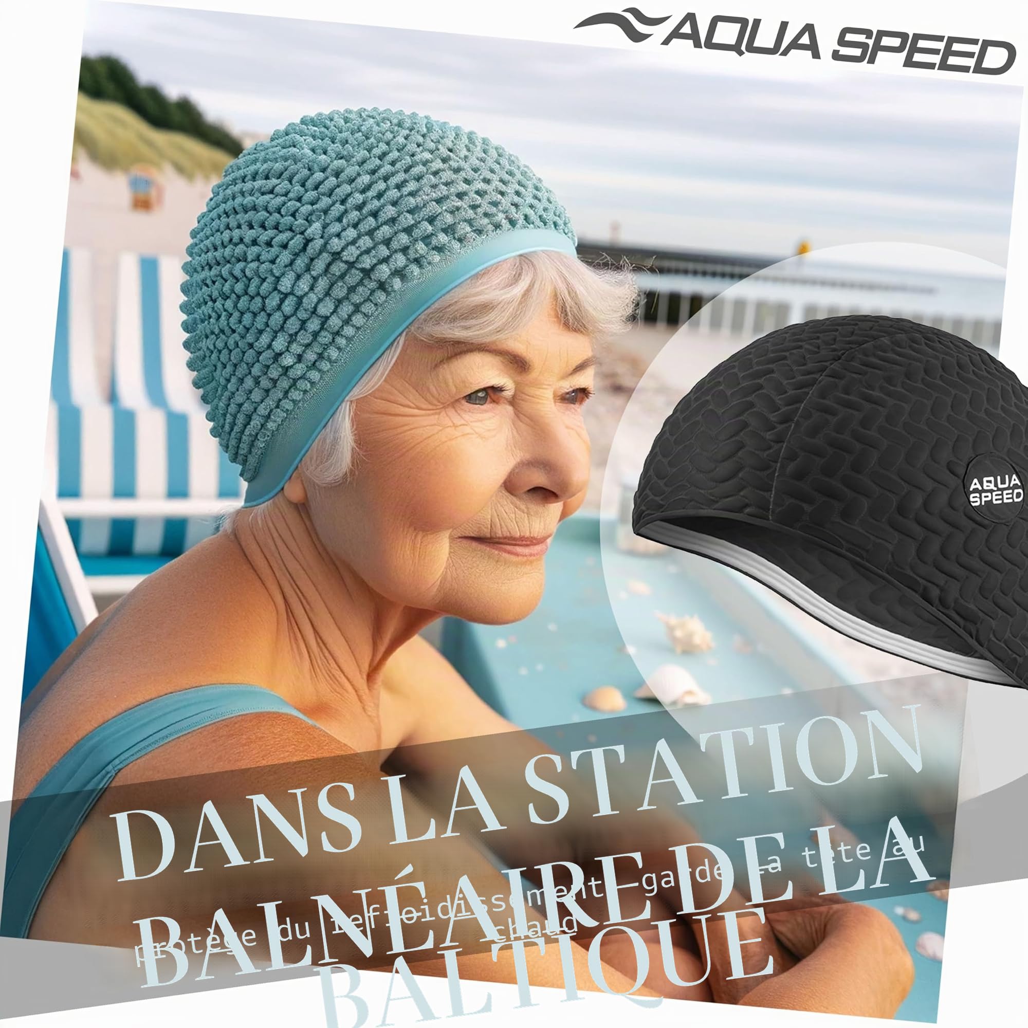 Aqua Speed Swim Cap | Bonnet de Bain | Sports | entraînement | Natation | Cheveux Longs | Latex | Bombastic Tic-Tac