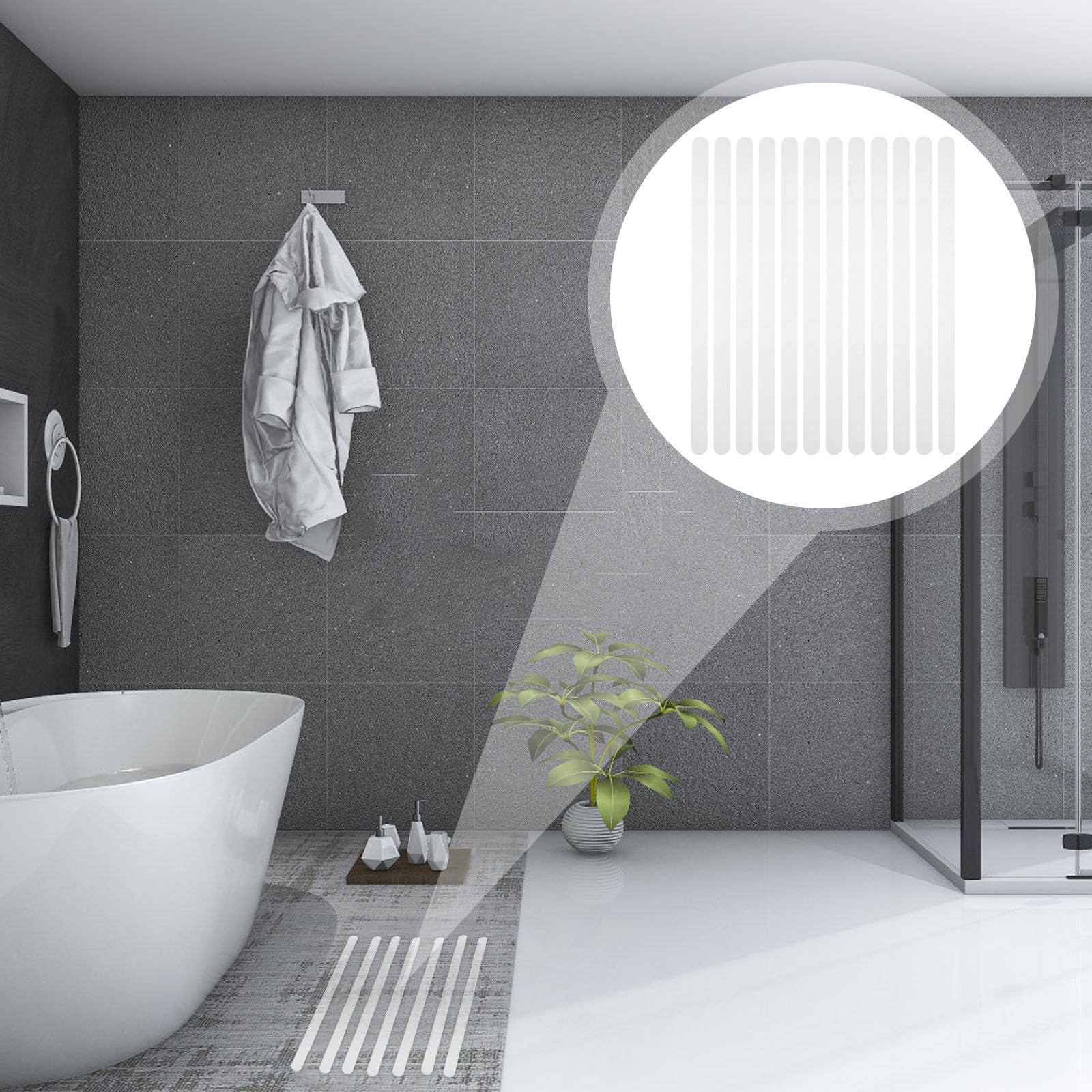 SOLUSTRE Pegatinas Adhesivas Antideslizantes para Baño y Ducha, 12 Piezas de Peva Fuerte Adherencia y Resistencia al Agua para Suelo Seguro