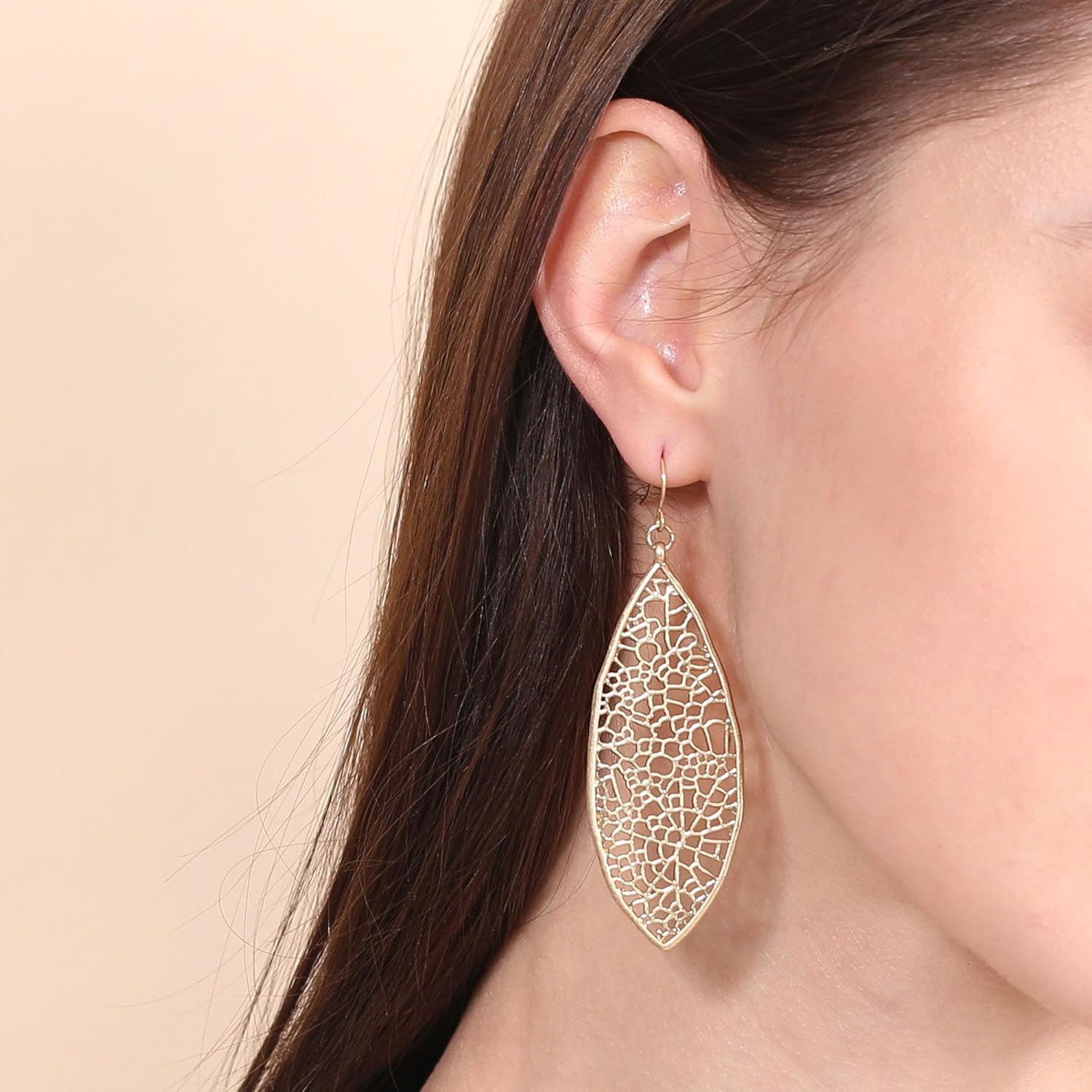 Bonaluna Filigree Oval Shaped Dangle Drop Statement Earrings for Women - Image 3