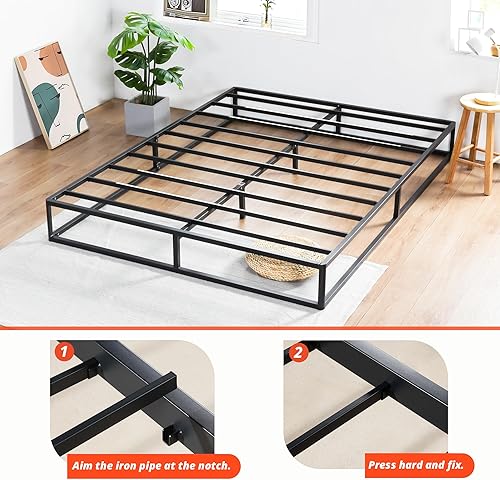 Miniatura 16 de PrimaSleep PT-2000 Marco de Cama de Acero Antideslizante de 35.5 cm de altura, simple y resistente, Acero, Negro